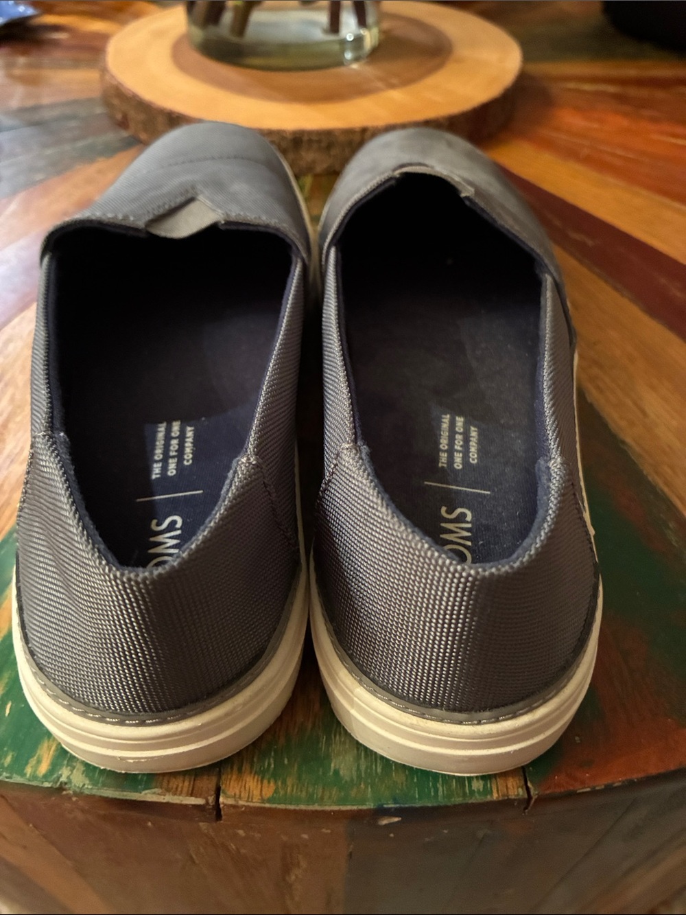 Toms Men's Slip-On Canvas Loafers in Gray with White Soles